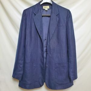 Eddie Bauer Navy Blue Linen Blazer Sz M